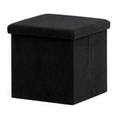 Autronic Tabure Stool with storage space, black corduroy fabric (TAB-471 BK6)