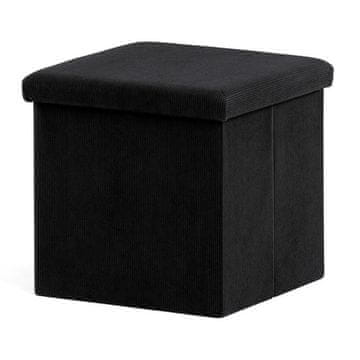 Autronic Tabure Stool with storage space, black corduroy fabric (TAB-471 BK6)