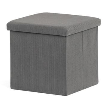 Autronic Tabure Stool with storage space, gray corduroy fabric (TAB-471 GREY6)