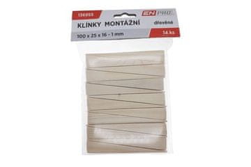 Enpro klini Wooden mounting wedges, 100 x 25 x 16 - 1 mm, 14 pcs.