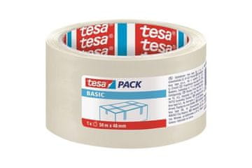 Tesa Pakirni trak Basic packaging tape, 50 m x 48 mm, transparent