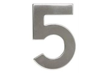 Walteco samolepilne številke Number 5, 50 mm, self-adhesive, stainless steel