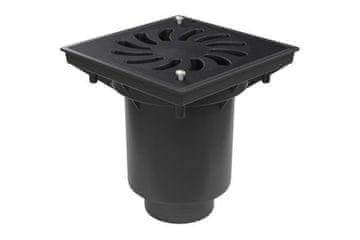 Enpro Odtok kanalizacije Sewer drain bottom D 160 mm, dry flap, cast iron grate with lock, black