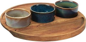 EXCELLENT Servirne sklede KO-278001180 on acacia tray set of 4 pcs