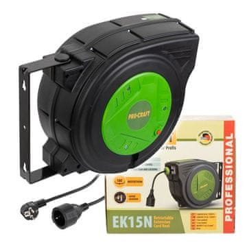 Procraft Samonavijalni podaljševalni kabel, boben EK15N