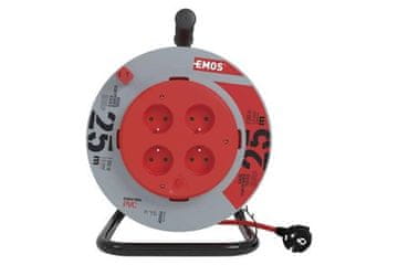 Emos Podaljševalni kabel na bobnu 108125 Extension cable, 25m / 230V, coil, 4 sockets, fixed center