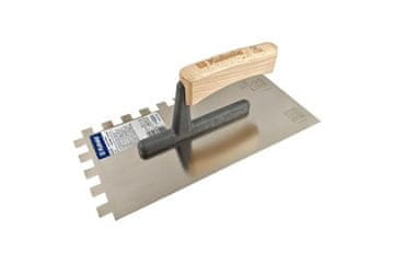 Kubala Lopatica KU5419 Stainless steel trowel, 12 mm tooth, 270 x 130 mm, WOOD LINE