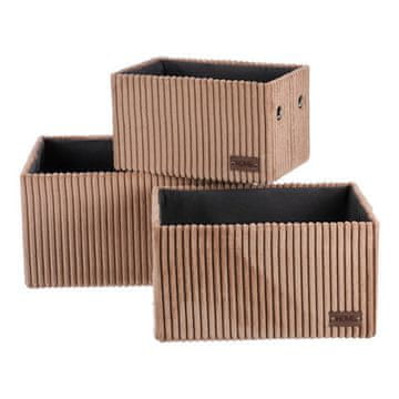 Autronic Košara za police Shelf basket - corduroy cover, brown, price for set of 3 pcs (DT3016 BRN)