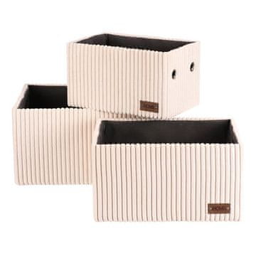 Autronic Košara za police Shelf basket - corduroy cover, cream, price per set of 3 (DT3016 CRM)