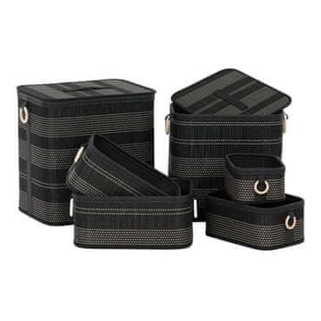 Autronic Polica in košara za perilo Shelf and laundry basket - bamboo, black, price for a set of 6 pieces (DT3013 BK)