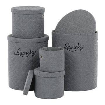 Autronic Koš za perilo Laundry basket - fabric, round, gray, price for a set of 5 pieces (DT3007 GREY)