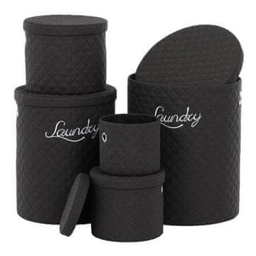 Autronic Koš za perilo Laundry basket - fabric, round, black, price for a set of 5 pieces (DT3007 BK)