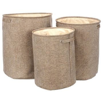 Autronic Koš za perilo Laundry basket - polyester, brown, set of 3 pieces (LK9581-BROWN)
