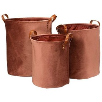 Autronic Koš za perilo Laundry basket - fabric, velvet, red, price for a set of 3 pieces (LK9573-BORDEAUX)