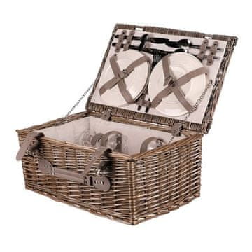 Autronic Košara za piknik Picnic basket - with equipment for 4 people, wicker, color gray (PRN2019 GREY)