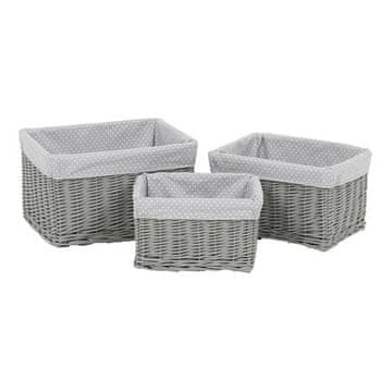 Autronic Košara za police Shelf basket - wicker, gray with fabric, price for a set of 3 pieces (PRN2015 GREY)