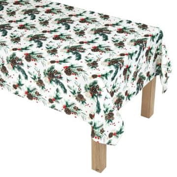 Autronic Prt Tablecloth - pine needles, cones and berries, 100% polyester, 130 x 160 cm (UBR119-4)