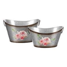 Autronic Embalaža za rože Metal flower box. Set of 2. Design with roses. (OK6389)
