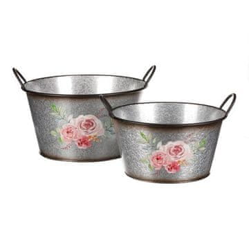 Autronic Embalaža za rože Metal flower box, set of 2. Rose design. (OK6386)