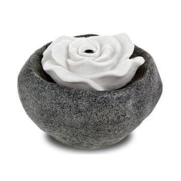 Autronic Vodnjak Fountain with LED lighting - polyresin, black, stone and white rose decor (ZF5481)