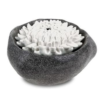 Autronic Vodnjak Fountain with LED lighting - polyresin, black, stone and white flower decor (ZF5478)
