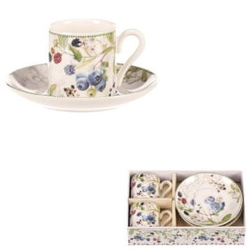 Autronic skodelica Cup with saucers, 2 pieces - gift set, porcelain, white with berries (POR003-3)