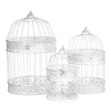 Autronic Okrasitev Metal cage - hanging, white color, price for a set of 3 pieces (UM0856 WT)