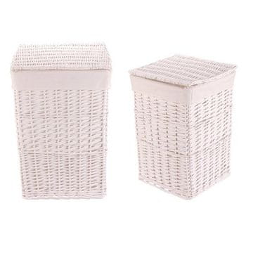 Autronic Koš za perilo Laundry basket - wicker, with lid, white, price for a set of 2 pieces (PRN2016 WT)
