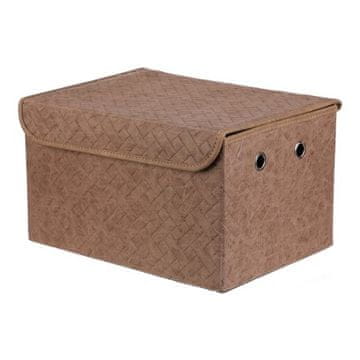 Autronic Košara za police Shelf basket - fabric with lid, brown color (DT3012 BRN-L)