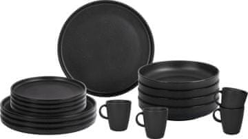 Brunner 16 delni set krožnikov iz melamina ODETTE DOUBLE BLACK