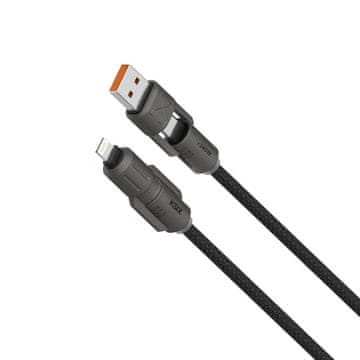 Ksix kabel USB-A/USB-C na USB-C/Lightning 240W, ul. br. polnjenja, pleteni, 1m, črn