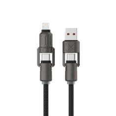 Ksix kabel USB-A/USB-C na USB-C/Lightning 240W, ul. br. polnjenja, pleteni, 1m, črn