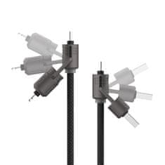 Ksix kabel USB-A/USB-C na USB-C/Lightning 240W, ul. br. polnjenja, pleteni, 1m, črn