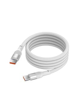 Ksix kabel USB-C na USB-C, 60W, magnetski, pleteni, 1 m, bel