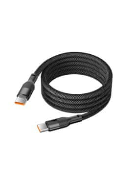 Ksix USB-C na USB-C kabel, 60W, magnetni, pleten, 1 m, črn