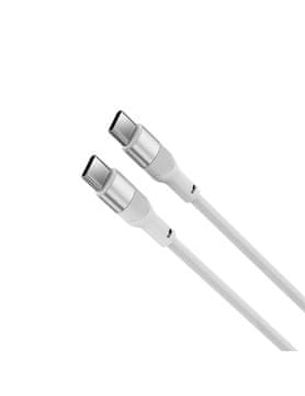 Ksix kabel USB-C na USB-C, 60 W, pleten, aluminijasta zlitina, 1 m, bel