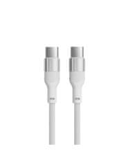 Ksix kabel USB-C na USB-C, 60 W, pleten, aluminijasta zlitina, 1 m, bel