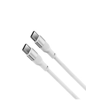 Ksix kabel USB-C na USB-C, 60 W, silikonski, aluminijasta zlitina, 1 m, bel