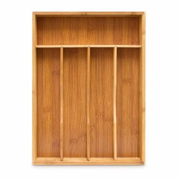 Northix Škatla za jedilni pribor iz bambusa 34 x 25 x 4,5 cm z 5 predelki