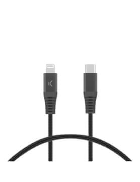 Ksix ultrahiter kabel USB-C na Lightning, 60W, pleten, ojačani konektorji, 2m, črn