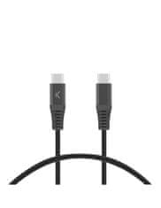 Ksix ultrahiter kabel USB-C na USB-C, 60W, pleten, ojačani konektorji, 1 m, črn