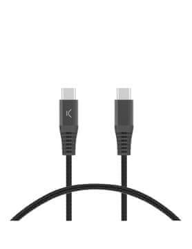 Ksix ultrahiter kabel USB-C na USB-C, 60W, pleten, ojačani konektorji, 1 m, črn