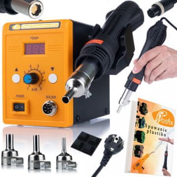 Rosfix Set Spajkalna Postaja 858D – Hot-Air, 700W, 100–500 °C, 3 Šobe, LED Zaslon | ESD Safe, 22 mm