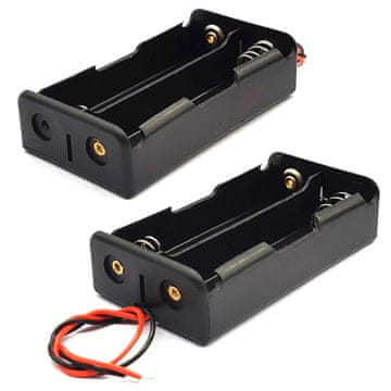 Rosfix Nosilec za 2 Bateriji 18650 – Serijska Povezava, 100 mm Žice | 7,5×4×1,8 cm, Odprt Tip