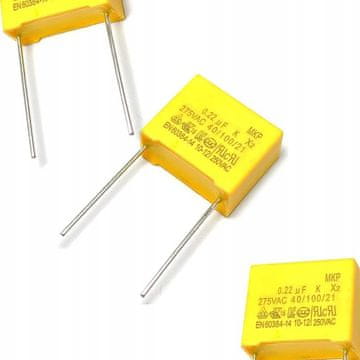 OEM Kondenzator MKP X2 – 0,47 µF, 310V AC, 22,5 mm Raster | -40°C do +110°C, ±10%, 7x16x26 mm
