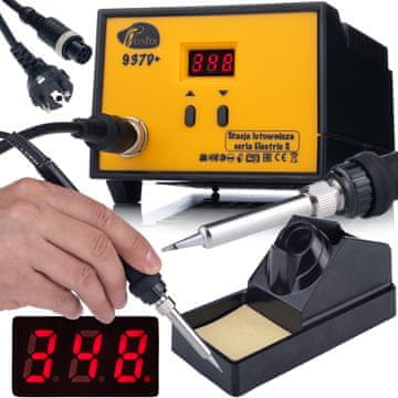 Rosfix 937D+ Spajkalna Postaja – LCD Zaslon, 60W, 200–480°C, ESD Safe, Keramični Grelec | Za Elektroniko in Servis