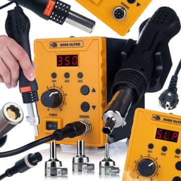 Rosfix 858D Ultra Postaja za Vroč Zrak – 700W Spajkalna in Plastična Varilna Postaja | 100–500°C, 120 l/min, 3 Šobe | Za Elektroniko in Servis