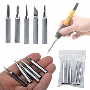 Rosfix Set Spajkalnih Vrhovi 900M – 5 Kosov (I, B, K, 2.4D, 1C) | Ø6 mm, Dolžina 26 mm, Za YIHUA WEP 936 858D
