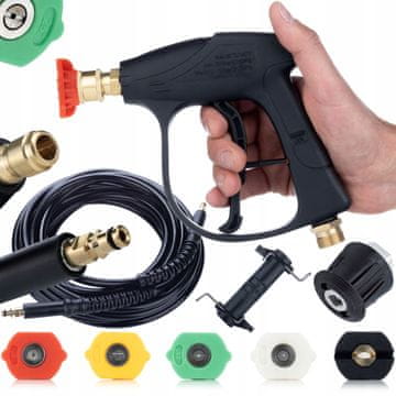 Rosfix Set Pištola za Tlačni Čistilec ProKit 8M – 300 Bar, 5 Šob, Cev 8 m Click-Click, Adapterja M22 in Click | Za Kärcher K2–K7