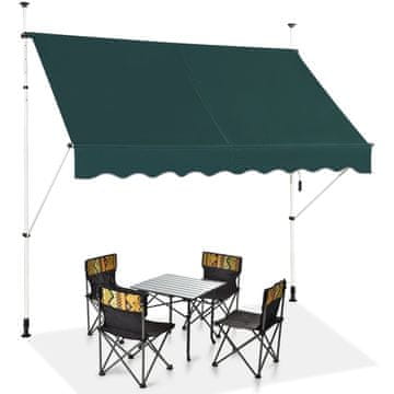 Northix Zložljiva balkonska tenda 200 cm UV zaščita zelena z nastavljivo višino